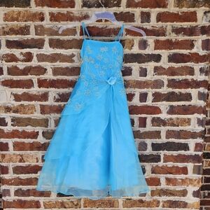 Blue Sleeveless Spaghetti Strap Formal Sundress